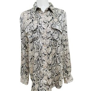 Equipment Snake Print Blouse - Black and Cream 100% Silk Size M